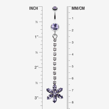 Detail View 1 of Flower Journey Gem Sparkle Belly Ring-Tanzanite